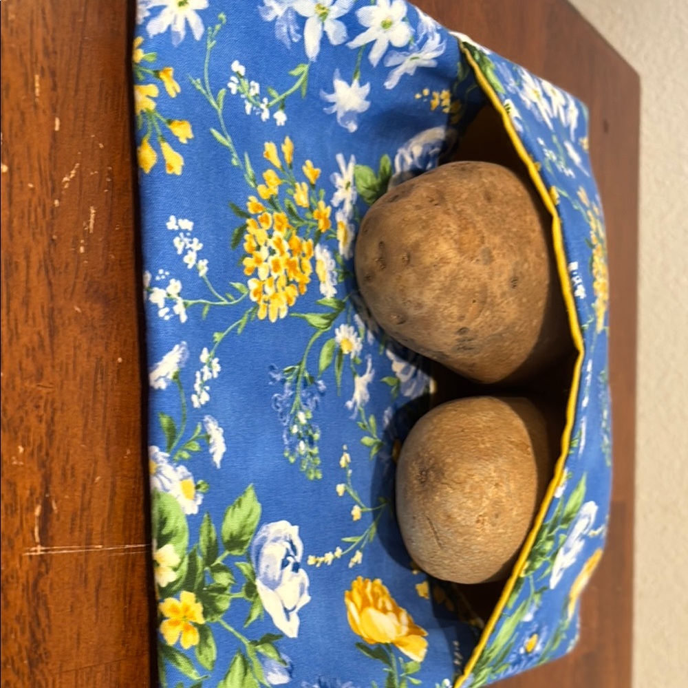 Hand Crafted Blue and Yellow Floral Potato Bag Microwaveable